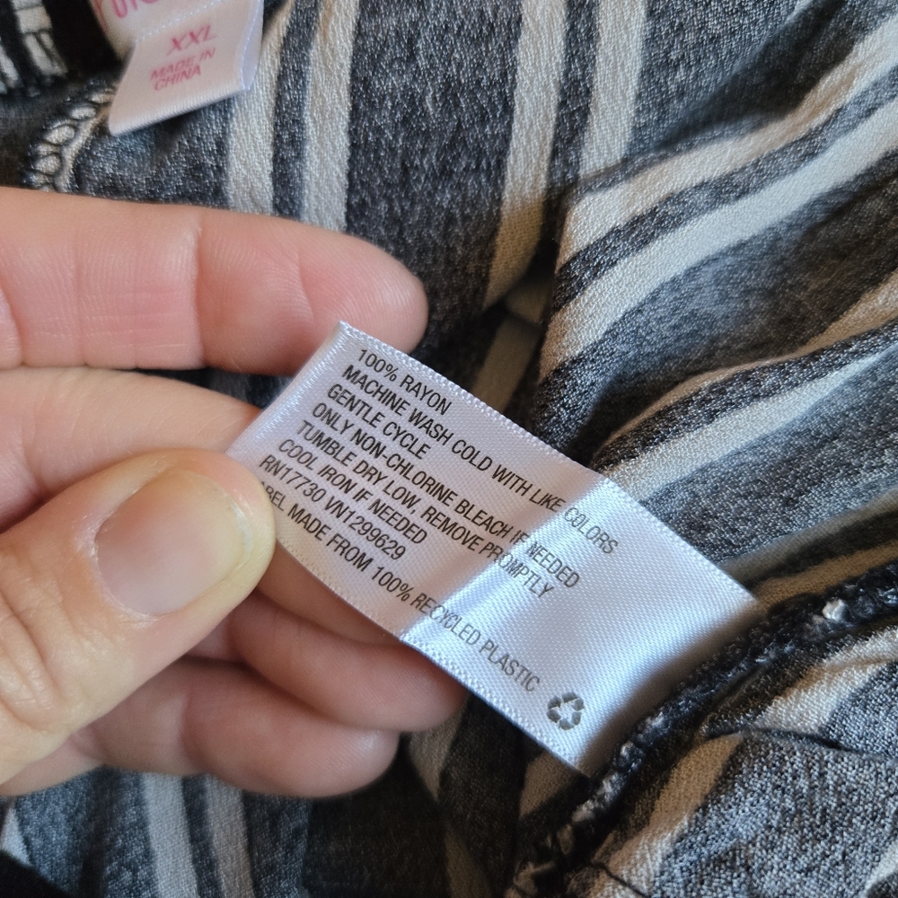 3/$25 Xhilaration Striped Wide Leg Pants Black White XXL Rayon Drawstring - Picture 9 of 12